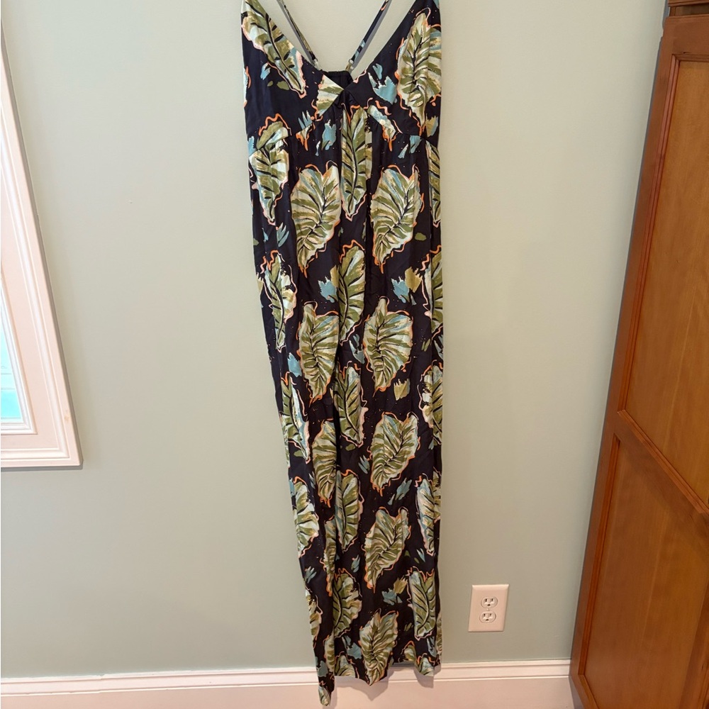Patagonia Black and Green Leaf Maxi Dress